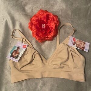 Hanes Tan Wireless Bra - Size M